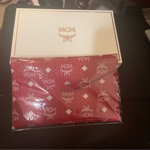 MCM Red/White Envelope Clutch